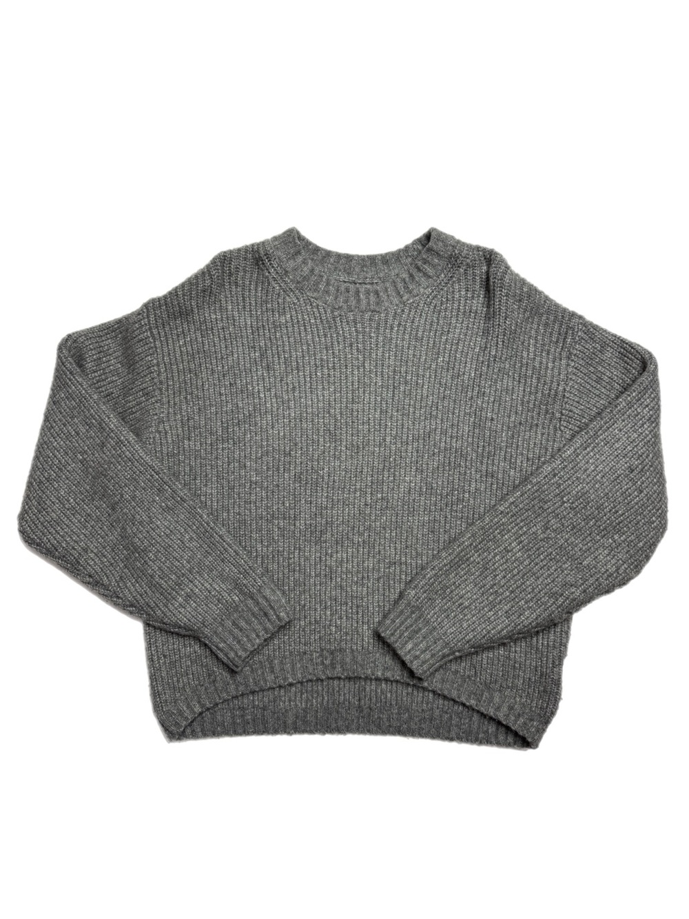 H&M Grey Ribbed Crewneck Cropped Sweater